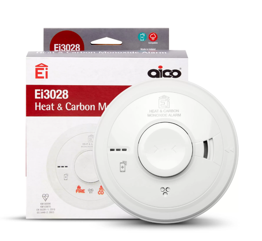 Aico EI3028 Mains Powered Multi-Sensor Heat & Carbon Monoxide Alarm Expiring 2035